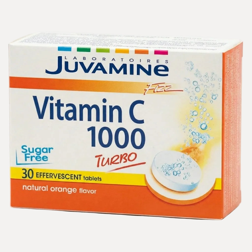 Juvamine Vitamin C 1000mg 30 Effervescent Tablets – high-dose orange-flavoured vitamin C supplement