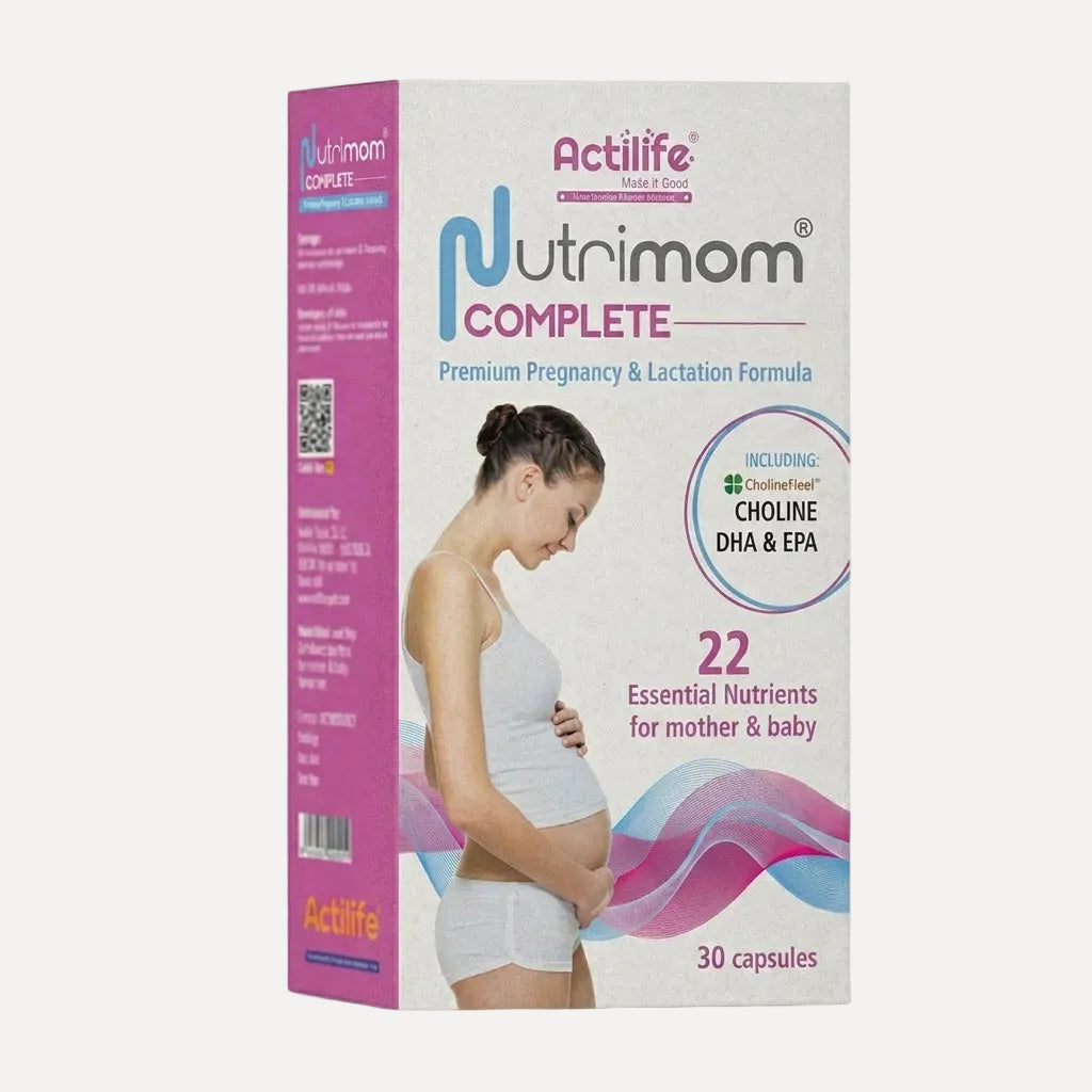 Actilife NutriMom Complete 30 Capsules - Premium Pregnancy & Lactation Formula with Choline, DHA & EPA, Quatrefolic Folate and 22 Essential Nutrients for Mother & Baby

