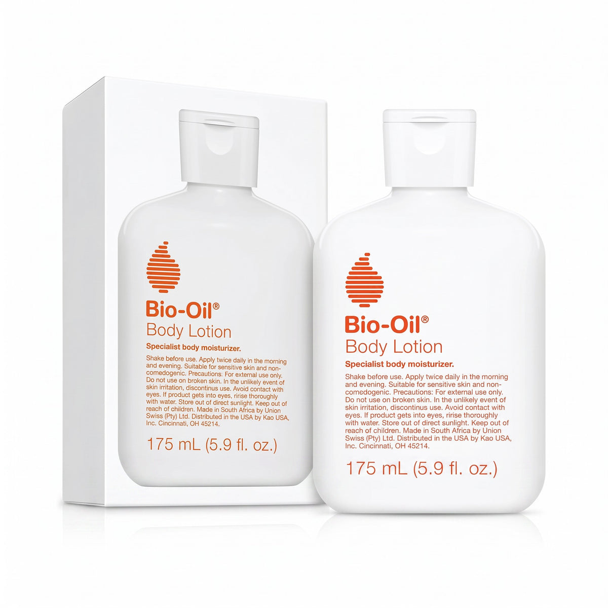 LYX Bio-Oil Body Lotion 175ml bottle and white product packaging box for dry skin hydration
