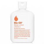 LYX Bio-Oil Body Lotion 250ml in a white plastic bottle with orange branding and text on a clean white background.