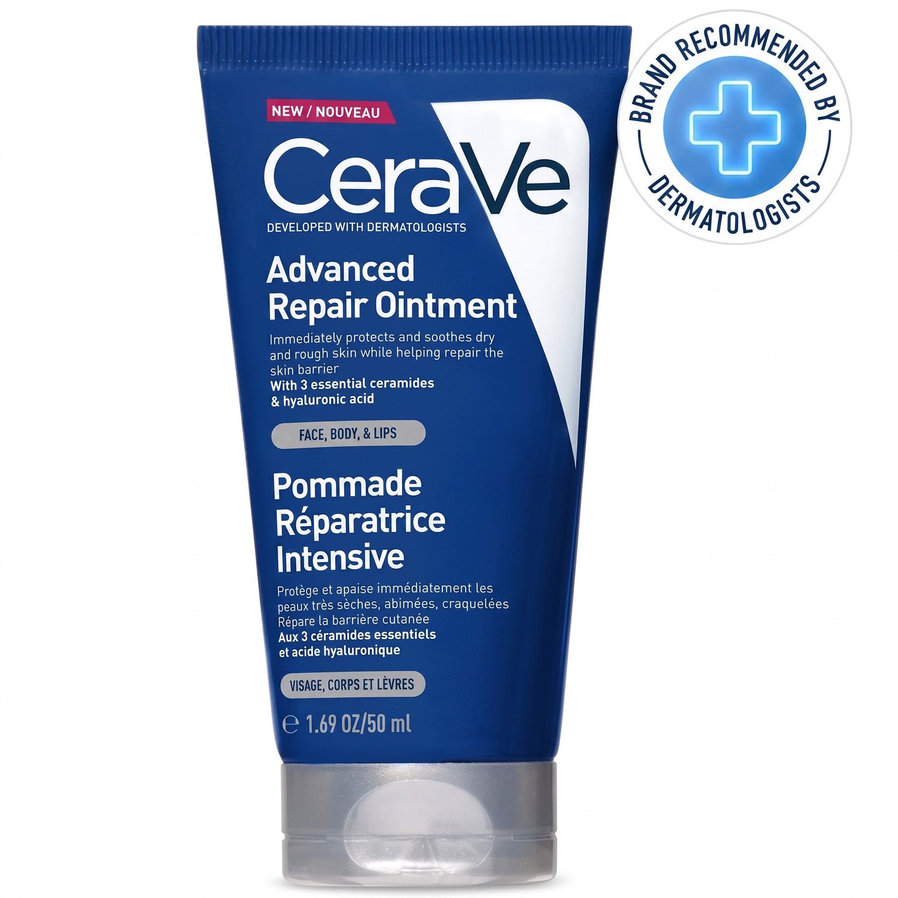 LYX CeraVe Advanced Repair Ointment 50ml tube for face, body, and lips with ceramides and hyaluronic acid
