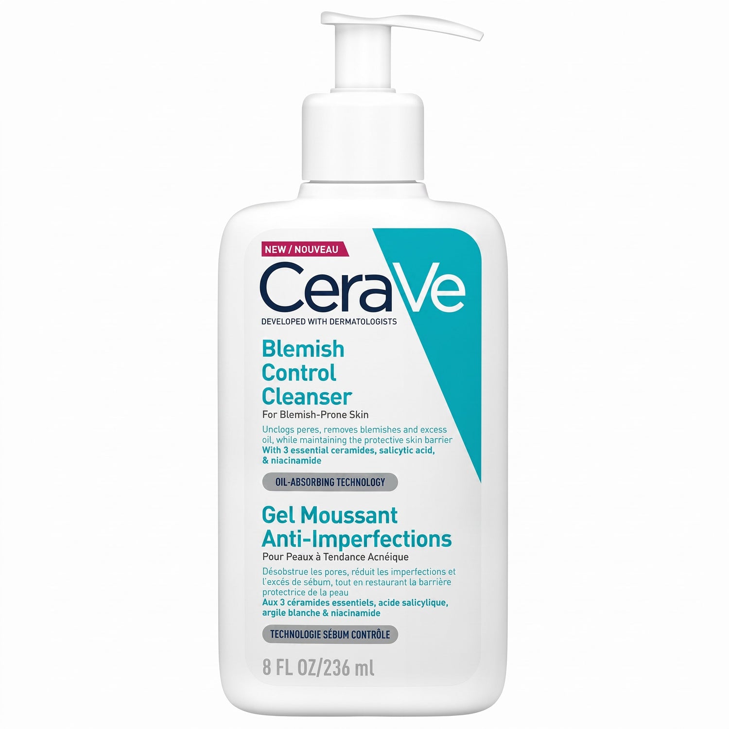 LYX Cerave Blemish Control Cleanser 236ml bottle with pump dispenser for acne-prone skin