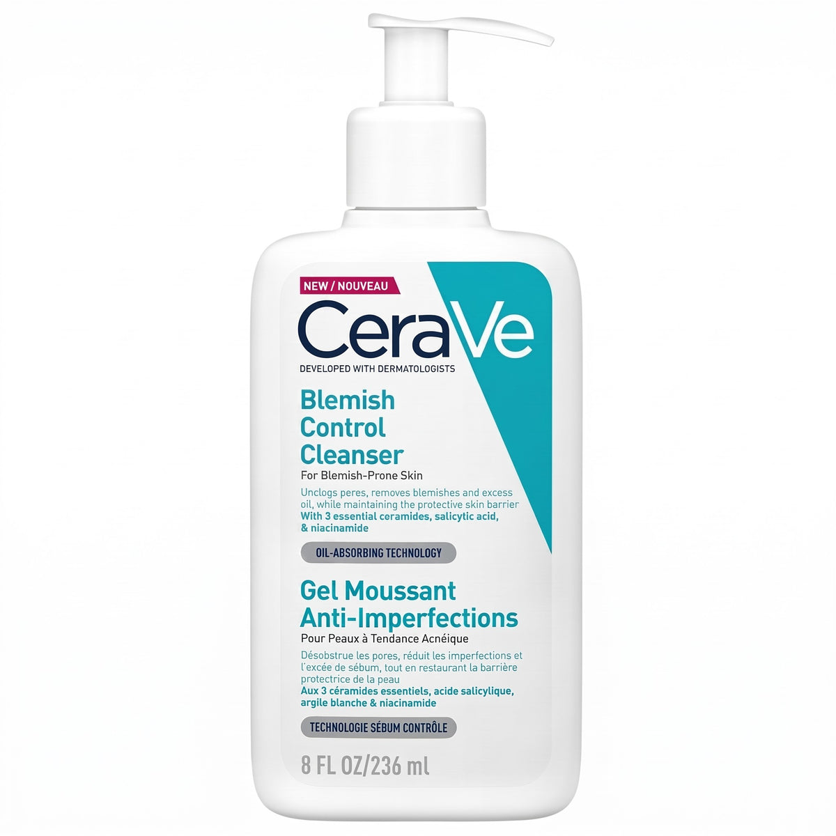 LYX Cerave Blemish Control Cleanser 236ml bottle for acne-prone skin with salicylic acid and niacinamide.