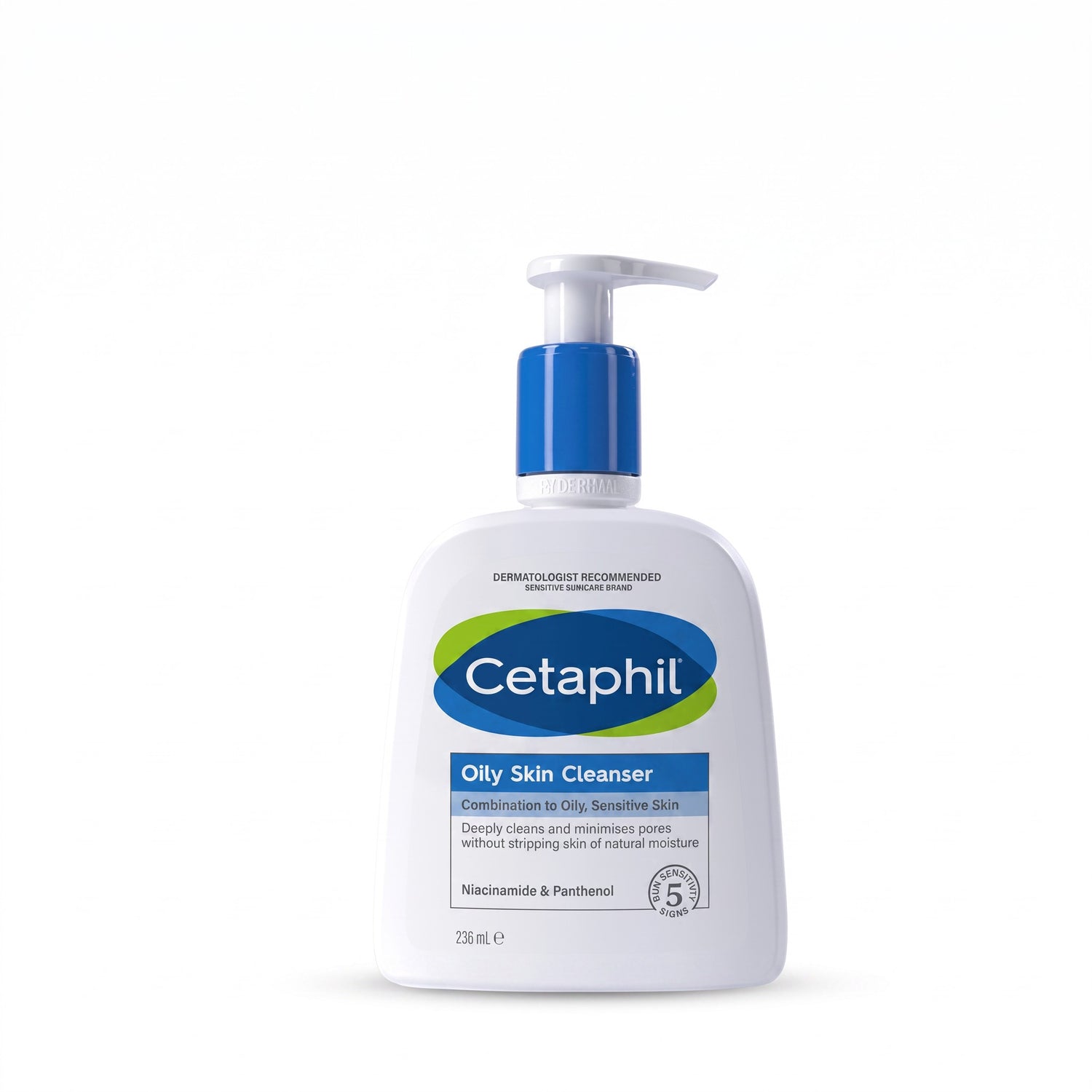 LYX Cetaphil Oily Skin Cleanser 236ml bottle with blue pump dispenser for combination to oily sensitive skin