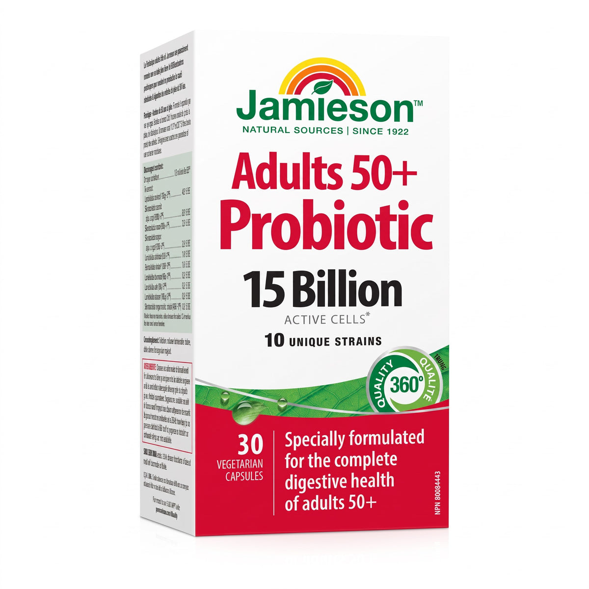 LYX Jamieson Adults 50+ Probiotic 15 Billion active cells supplement box with 30 vegetarian capsules