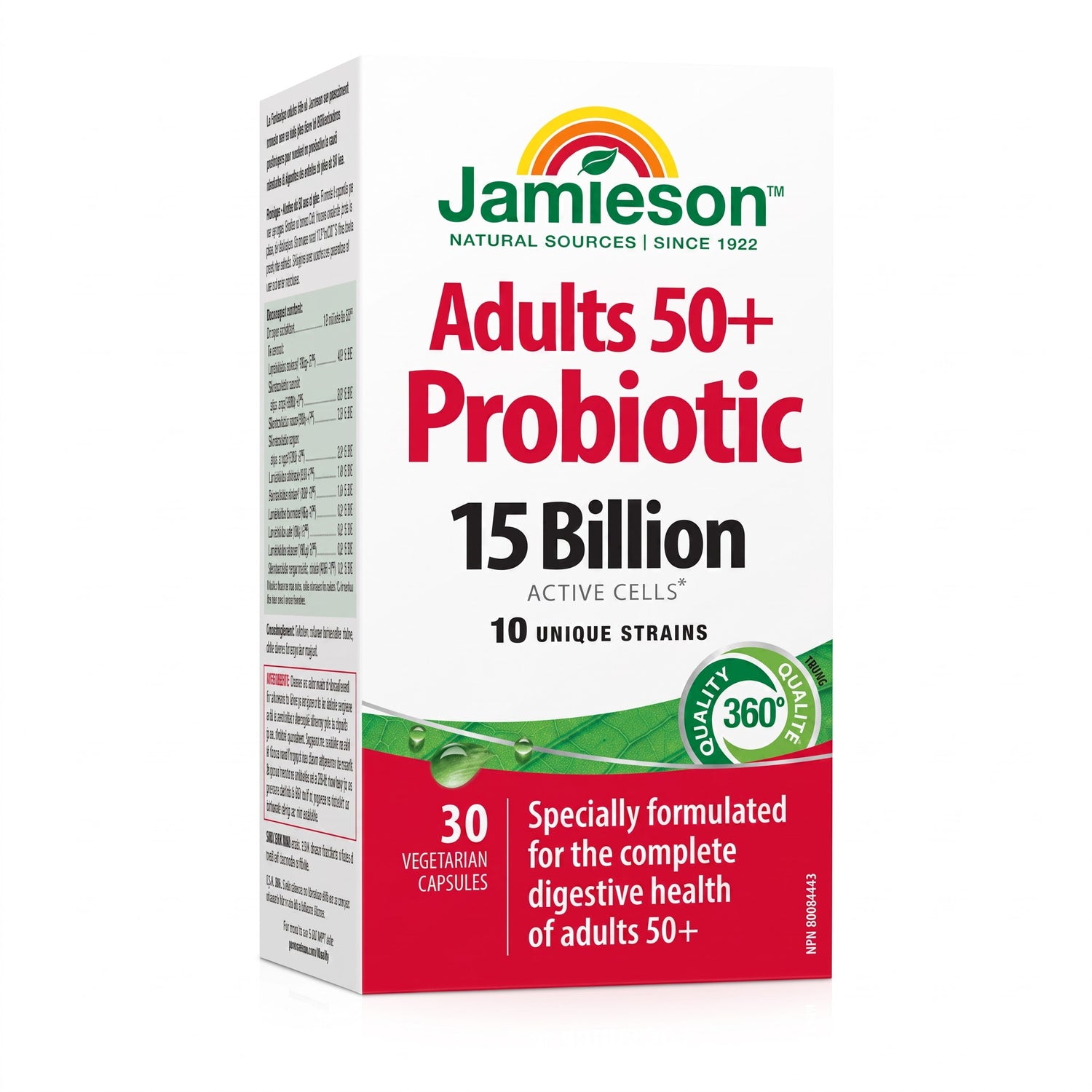 LYX Jamieson Adults 50+ Probiotic 15 Billion active cells supplement box with 30 vegetarian capsules