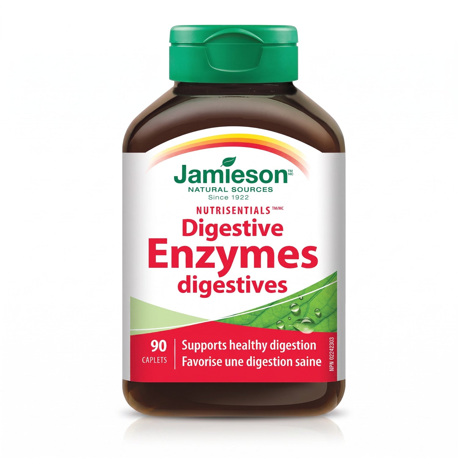 LYX Jamieson Digestive Enzyme caplets bottle with green cap and 90 count label for healthy digestion support