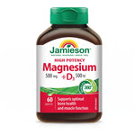 LYX Jamieson Magnesium 500mg and Vitamin D3 500 IU supplement bottle for bone health and muscle function