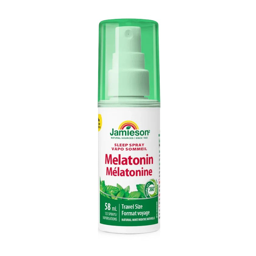 LYX Jamieson melatonin sleep spray in a 58ml travel-size bottle with a green cap and mint flavouring