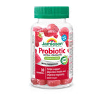 LYX Jamieson Extra Strength Probiotic Gummies in a clear bottle with a green cap, featuring berry blast flavour.