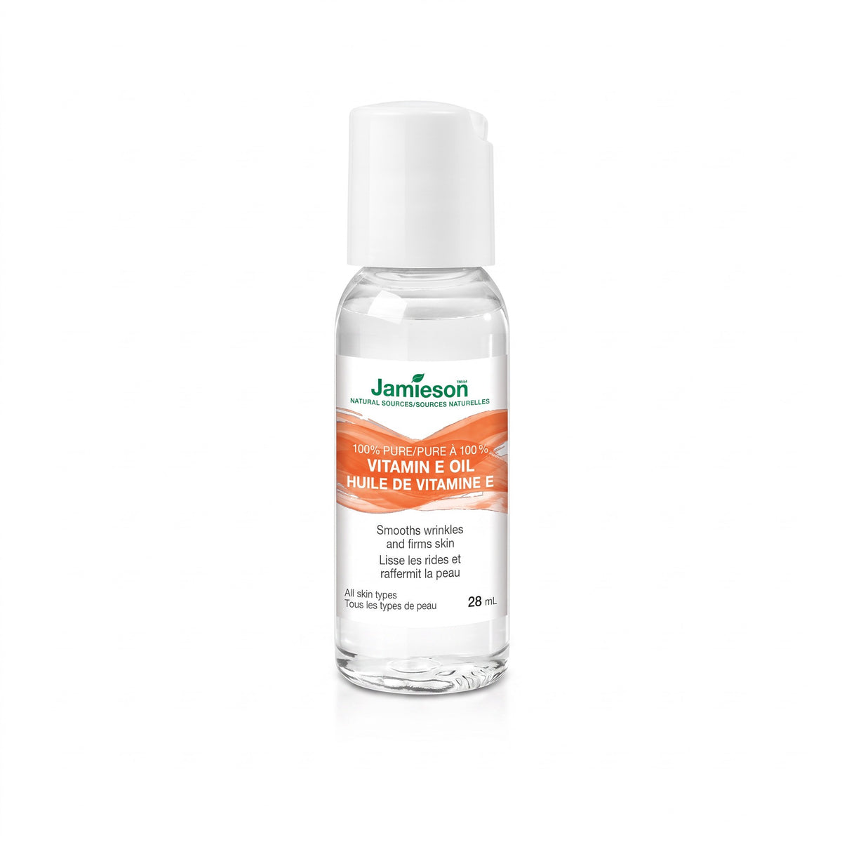 LYX Jamieson Pure Vitamin E oil in a 28ml clear bottle for smoothing and firming skin