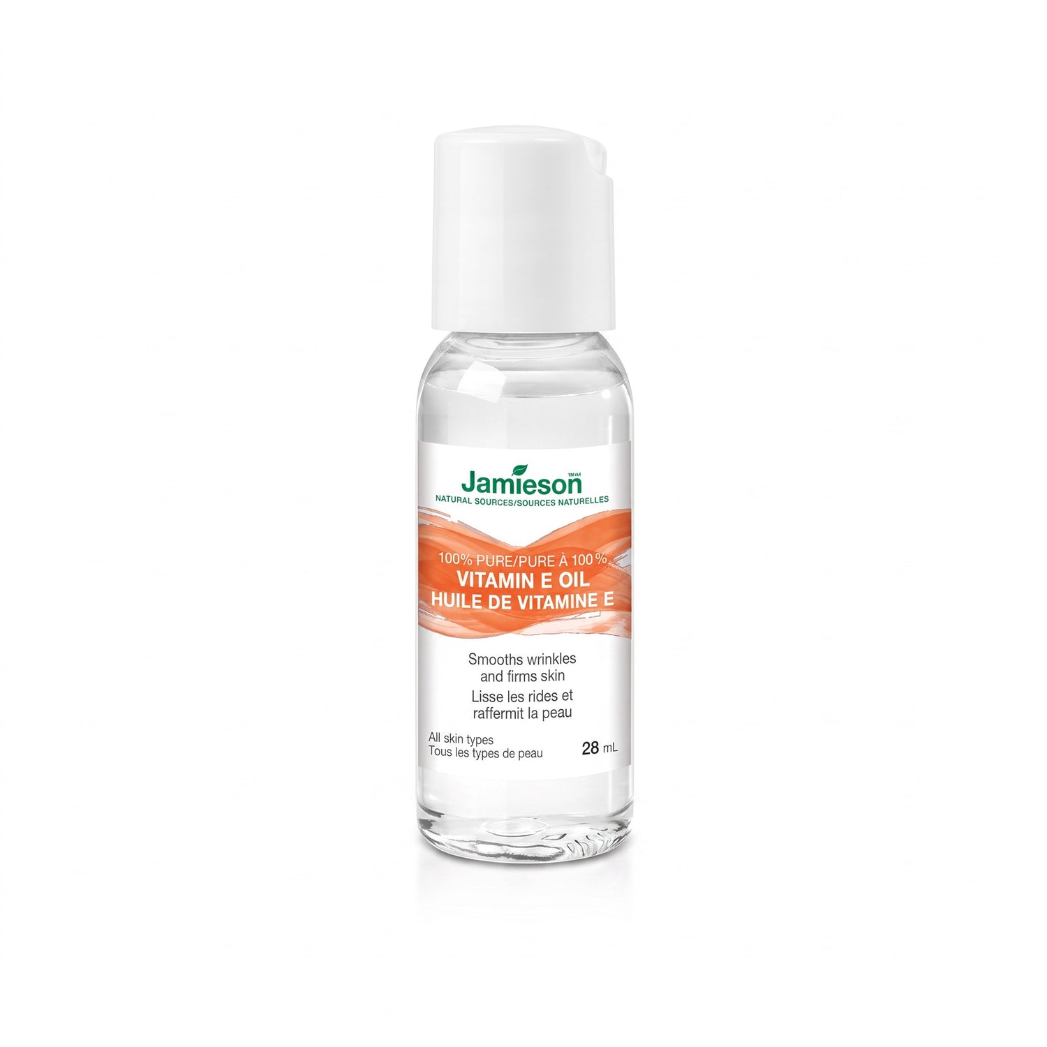 LYX Jamieson Pure Vitamin E oil in a 28ml clear bottle for smoothing and firming skin