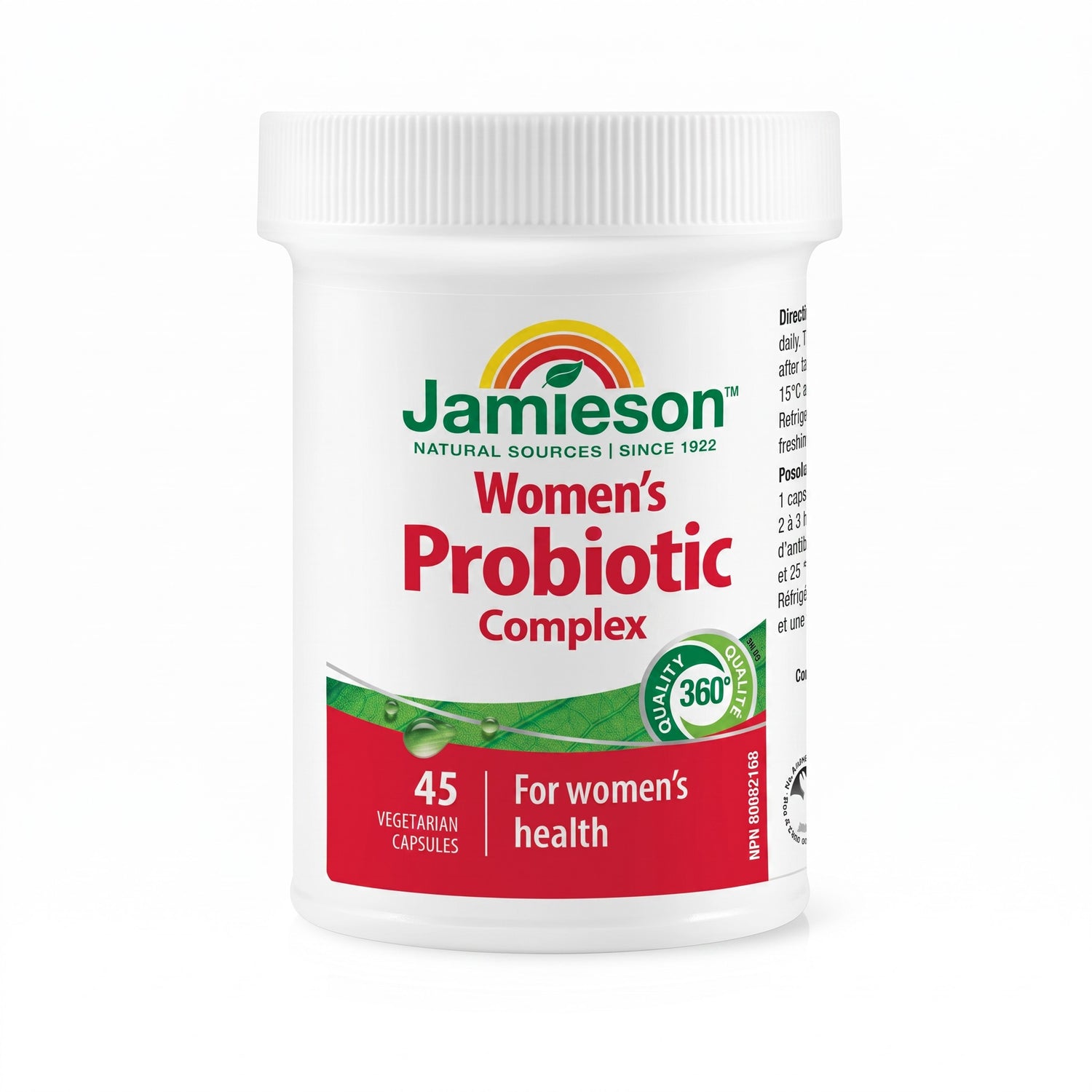 LYX Jamieson Women's Probiotic Complex 45 vegetarian capsules bottle for digestive and feminine health support