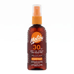 LYX Malibu SPF 30 dry oil spray bottle for high sun protection in a 200ml brown plastic container